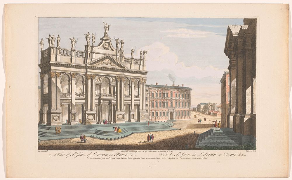 Gezicht op de kerk Sint-Jan van Lateranen te Rome (1750) by Robert Sayer, Monogrammist I G, Thomas Bowles II and Giovanni…