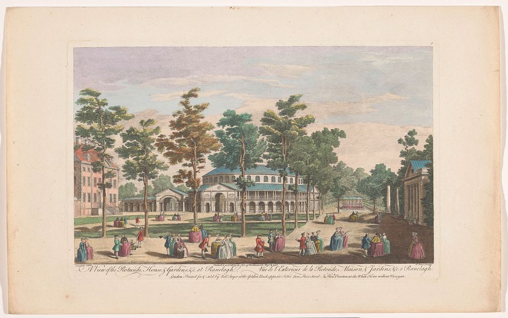 Gezicht op de Rotunda in Ranelagh Gardens te Londen (1751) by Robert Sayer, Henry Overton II, Nathaniel Parr and Canaletto