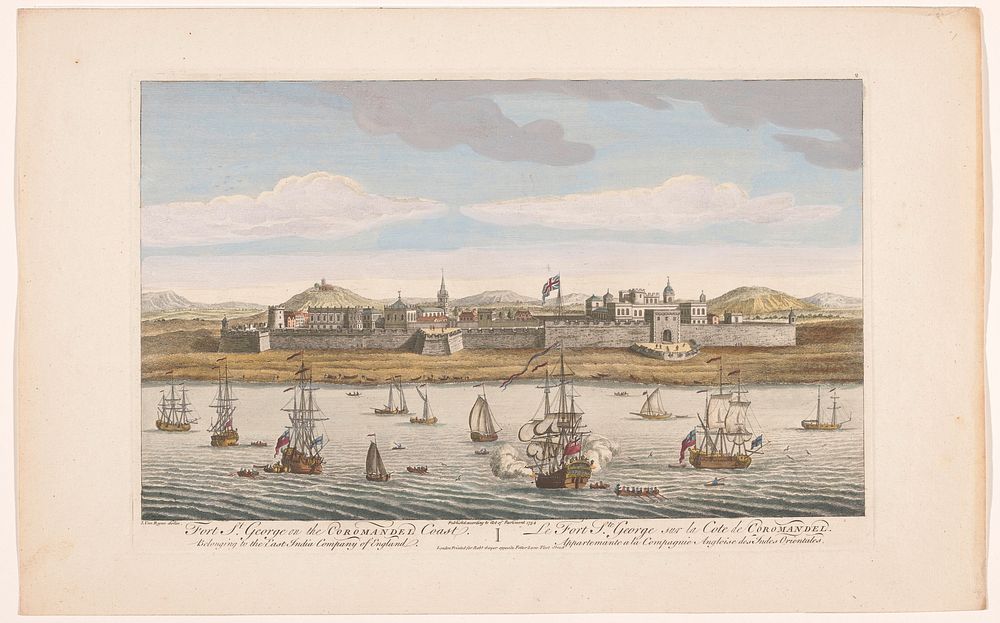 Gezicht op Fort Saint George te Madras (1754) by Robert Sayer, anonymous and I van Ryne