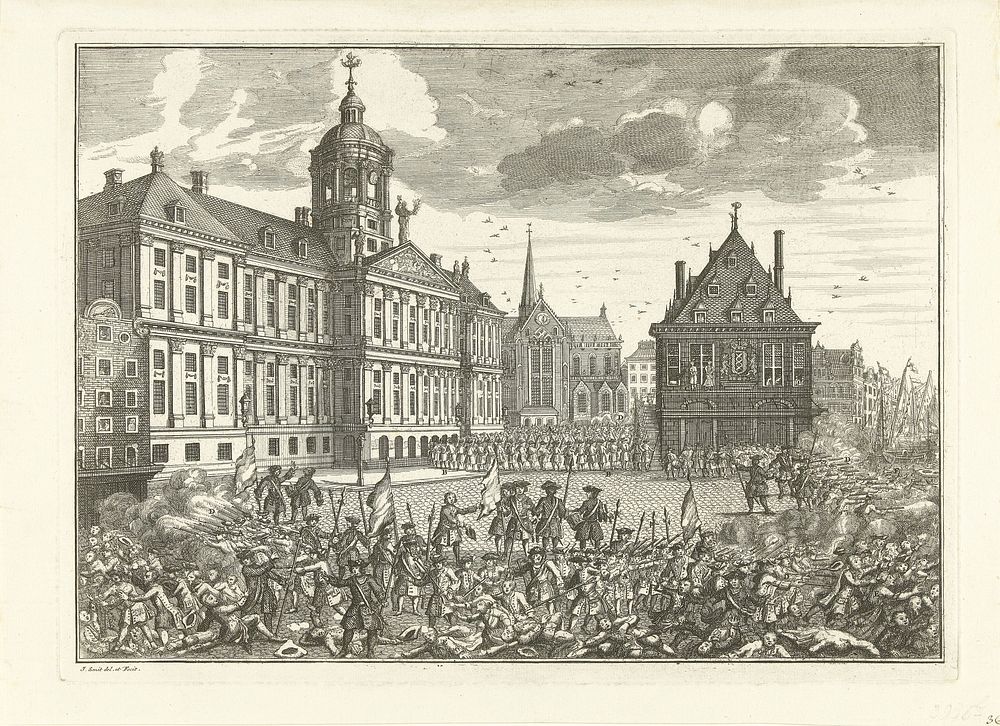 Executies en oproer op de Dam, 1748 (1748) by Jan Smit II and Jan Smit II