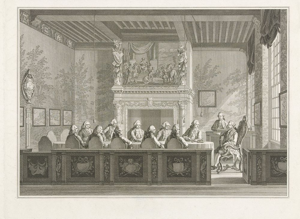 Willem V neemt zitting in de Admiraliteit, 1768 (1769 - 1773) by Reinier Vinkeles I and Reinier Vinkeles I