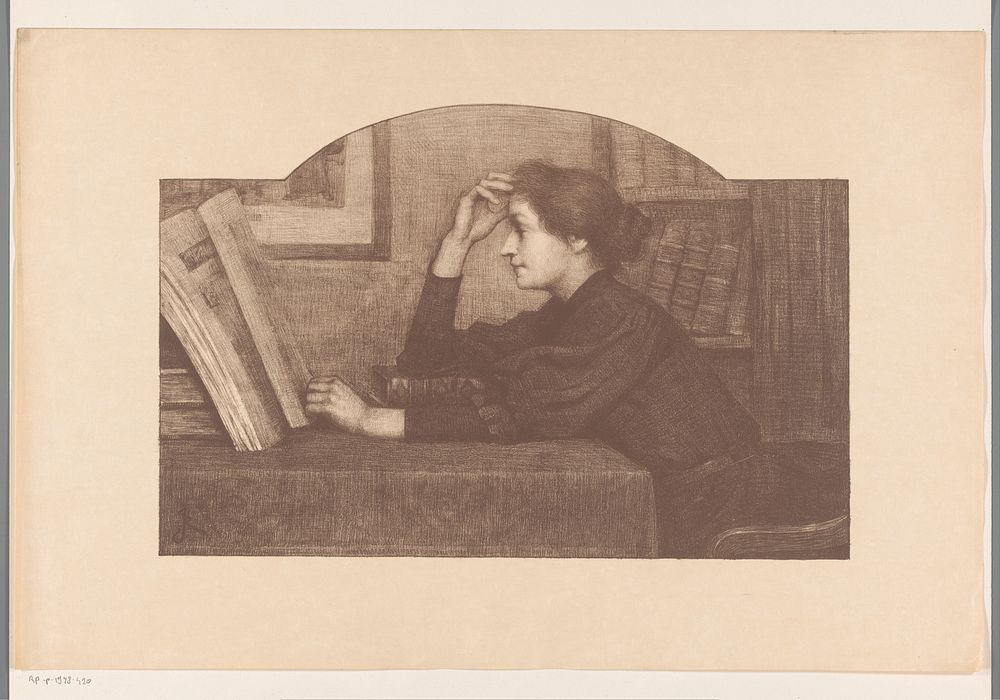 Lezende vrouw, en profil (1880 - 1936) by René Janssens