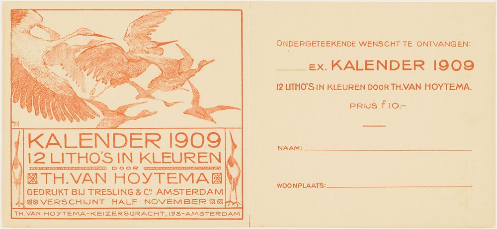Aankondiging voor kalender 1909 (1878 - 1908) by Theo van Hoytema