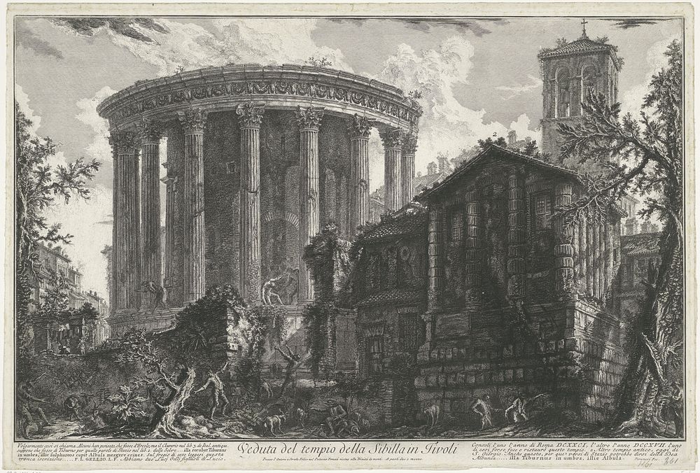 Tempel van Vesta en de Tempel van de Tiburtijnse Sibille in Tivoli (1748 - 1778) by Giovanni Battista Piranesi and Giovanni…