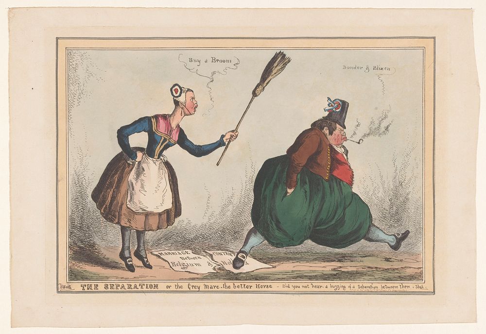 Spotprent op de scheiding tussen Nederland en België, 1830 (1830) by William Heath and Thomas McLean