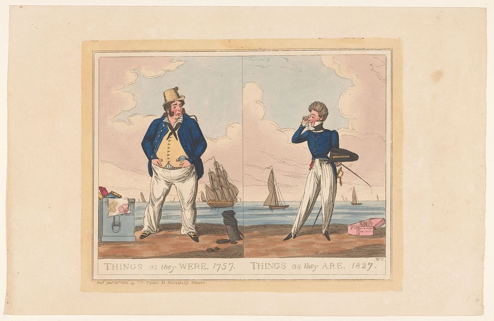 Spotprent op de veranderingen in de Britse Marine, 1827 (1827) by William Heath and Samuel W Fores
