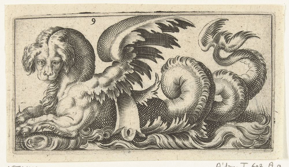 Gevleugelde zeehond met een soort zadel op zijn rug (c. 1526 - 1606) by Adam Fuchs, Giovanni Andrea Maglioli and Paul Fürst
