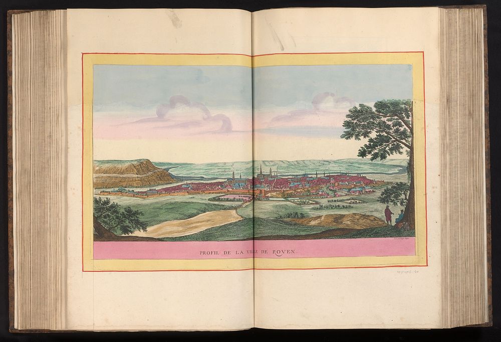 Gezicht op Rouen (1749) by Israël Silvestre, Imprimerie Royale, Anna Beeck and Franse kroon