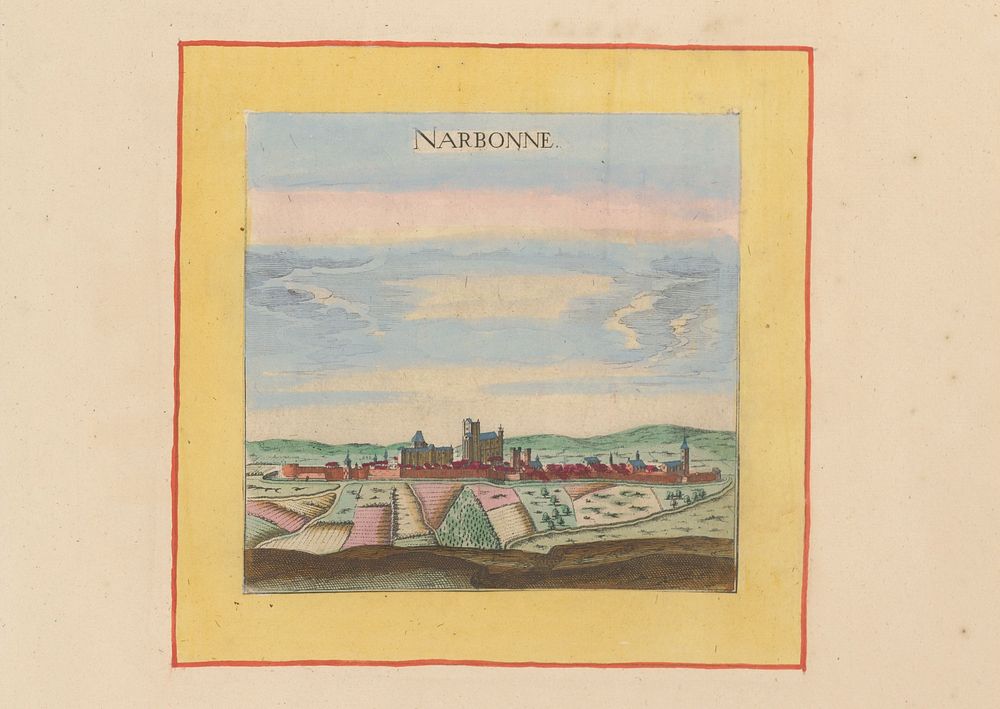 Gezicht op Narbonne (1661) by anonymous, Caspar Merian and Anna Beeck