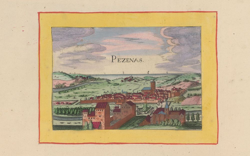 Gezicht op Pézenas (1638) by anonymous, Christophe Tassin, Michel van Lochom and Anna Beeck