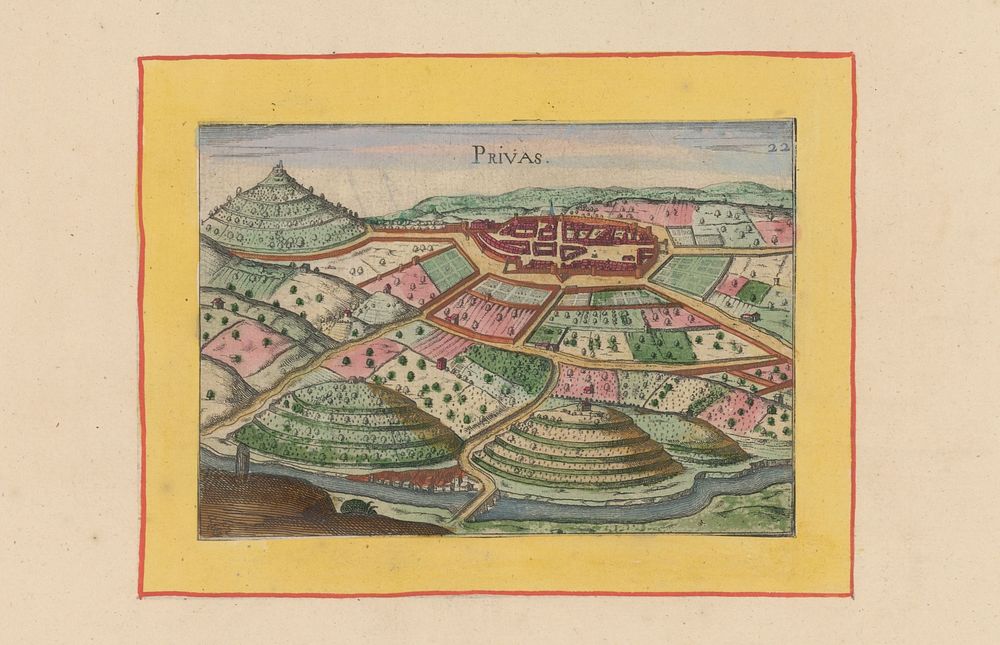 Gezicht op Privas en omgeving (1638) by anonymous, Christophe Tassin, Michel van Lochom and Anna Beeck