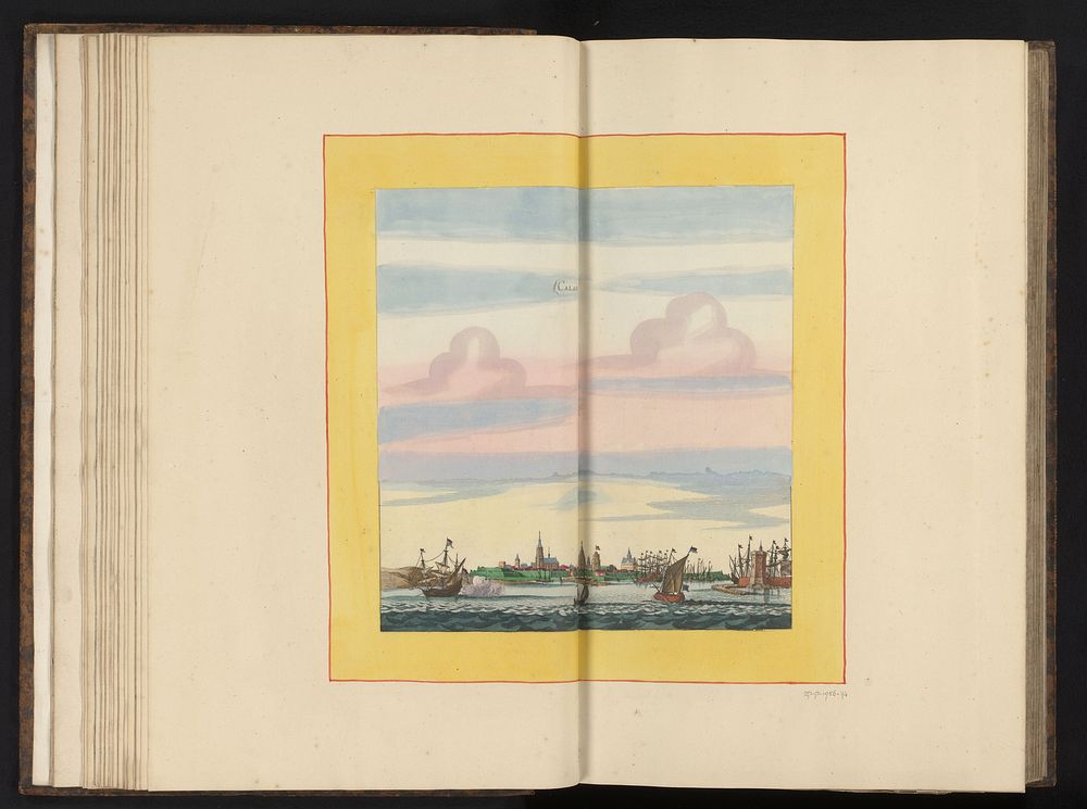 Gezicht op Calais vanaf het water (1656) by anonymous, Jan Peeters I, Caspar Merian and Anna Beeck