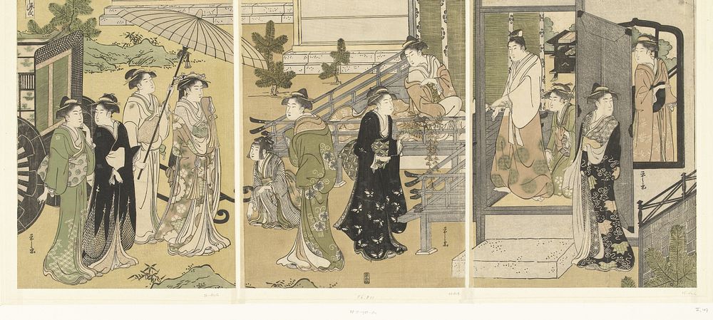 Het bezoek (1788 - 1792) by Hosoda Eishi and Izumiya Ichibei Kansendo