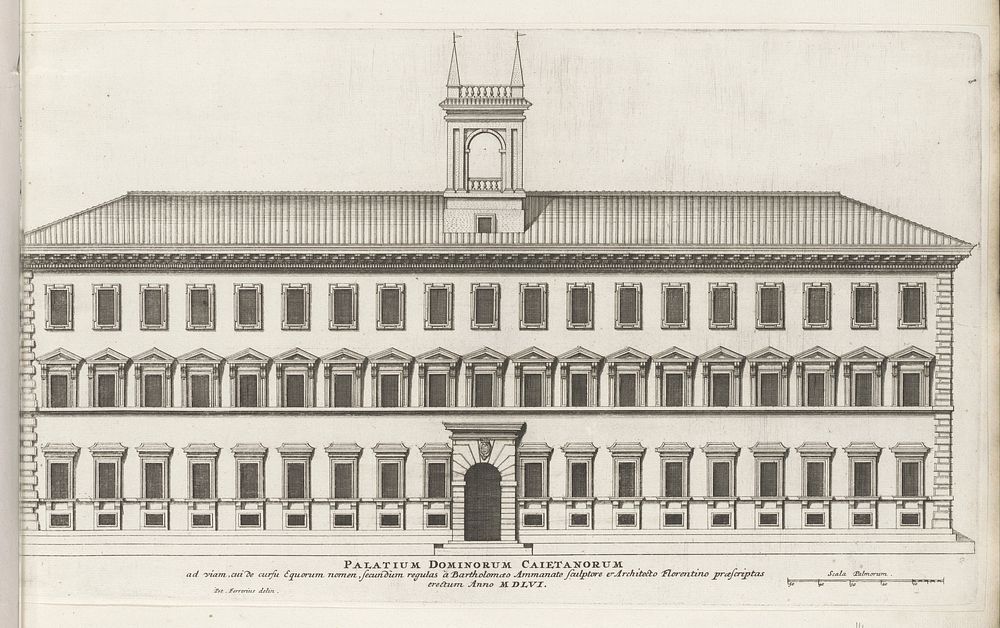Façade van Palazzo Caetani te Rome (1655) by Giovanni Battista Falda, Pietro Ferrerio, Bartolomeo Ammannati and Giovanni…