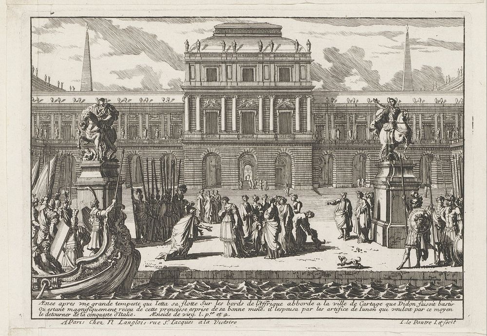 Aeneas arriveert te Carthago bij Dido (1648 - 1707) by Jean Lepautre, Jacques Lepautre, Nicolas Langlois I and Nicolas…