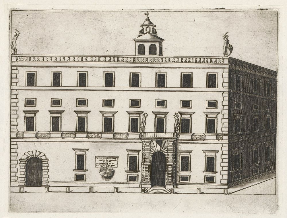 Façade van een palazzo te Rome (1638) by Giacomo Lauro, Giovanni Battista de Rossi and Urbanus VIII