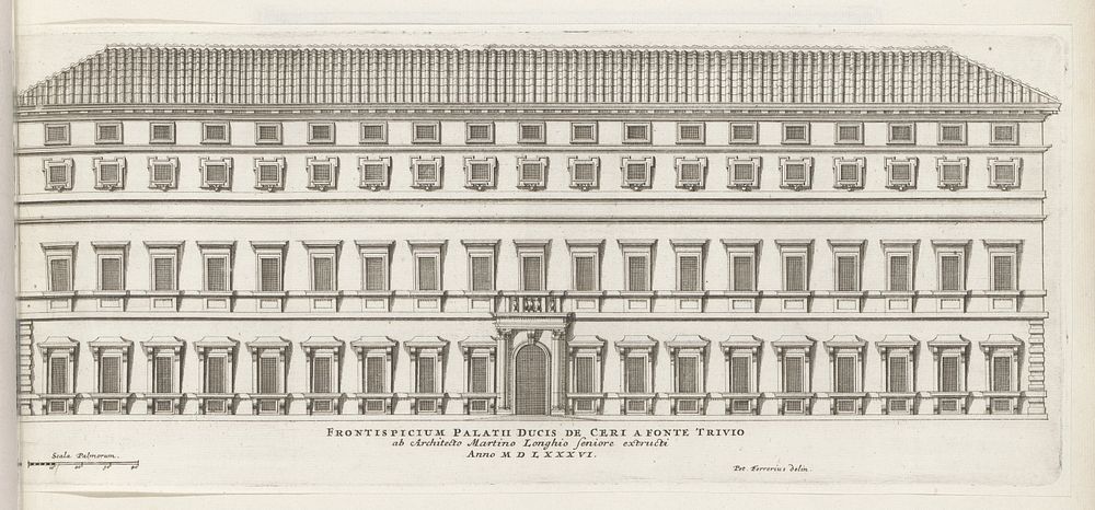 Façade van Palazzo Poli te Rome (1655) by Giovanni Battista Falda, Pietro Ferrerio, Martino Longhi I and Giovanni Giacomo de…