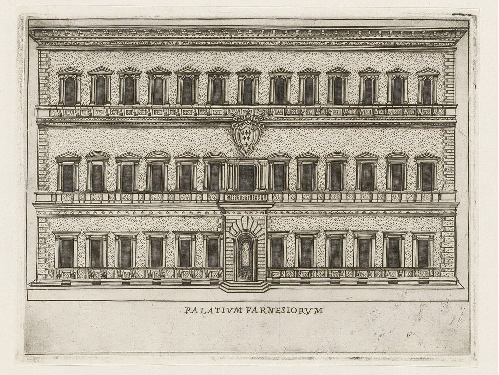 Façade van Palazzo Farnese te Rome (1638) by Giacomo Lauro, Giovanni Battista de Rossi and Urbanus VIII