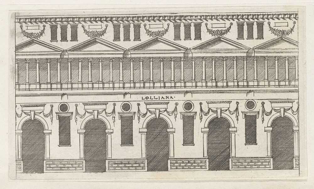 Façade van een gebouw (1584) by Jacques Androuet, Denis Duval and Jacobus van Savoye Nemours