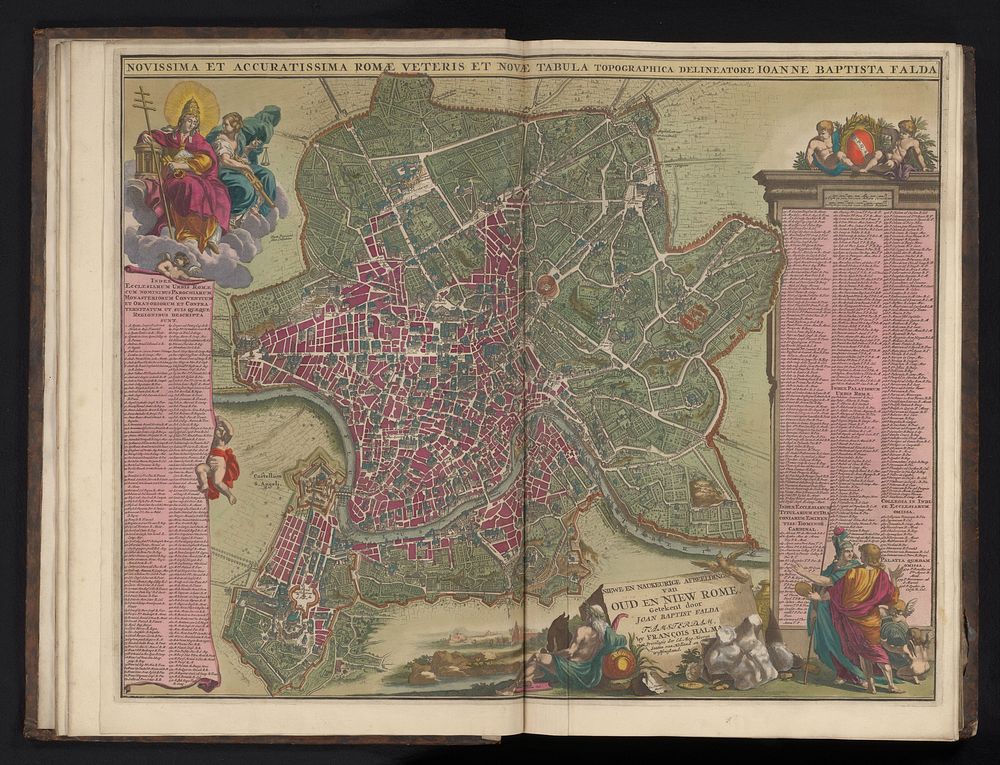 Kaart van Rome (1693 - 1717) by Jan Goeree, Giovanni Battista Falda, François Halma, Jan van Vianen, Anna Beeck and Staten…