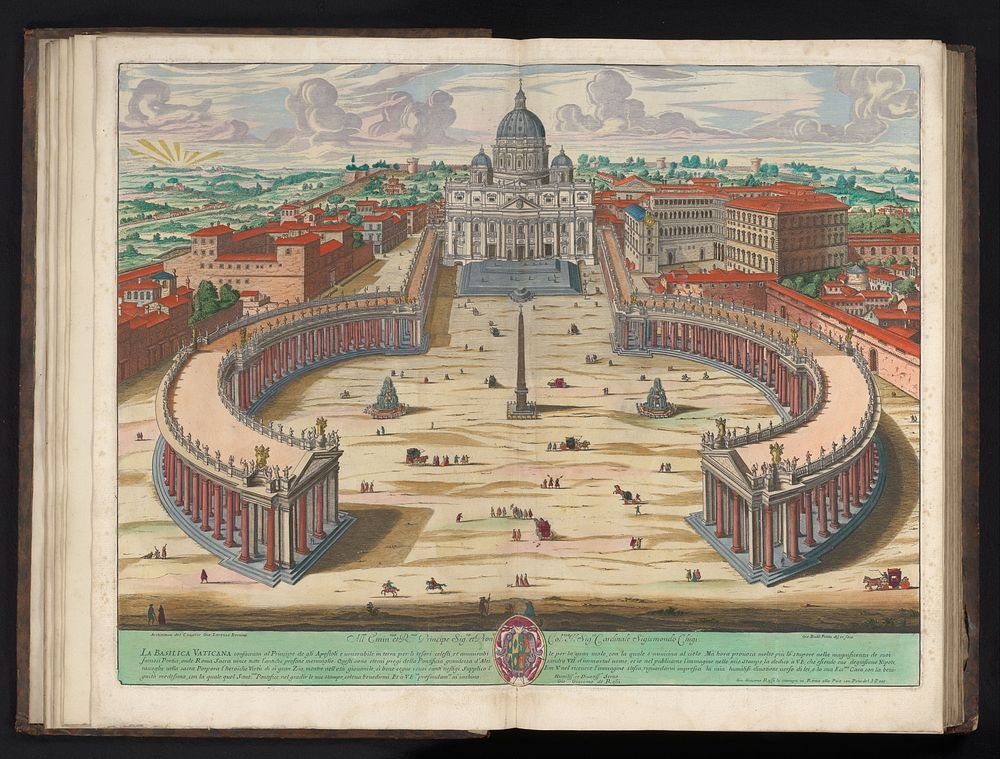 Sint-Pietersplein en de Sint-Pietersbasiliek te Vaticaanstad (1693 - 1717) by Giovanni Battista Falda, Giovanni Battista…