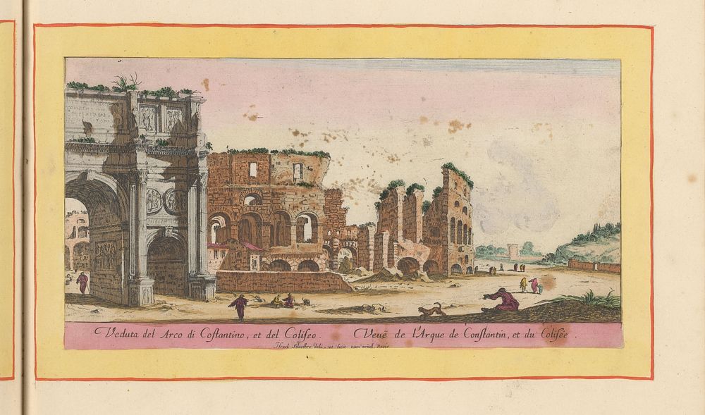 Boog van Constantijn en het Colosseum te Rome (1693 - 1717) by Israël Silvestre, Israël Silvestre, Anna Beeck and Franse…