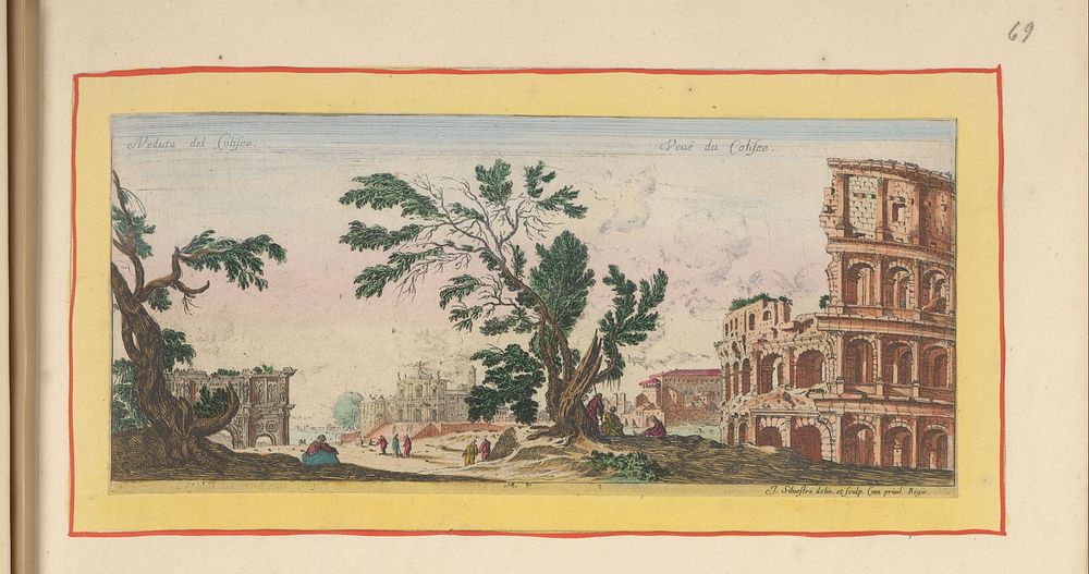 Colosseum te Rome (1693 - 1717) by Israël Silvestre, Israël Silvestre, Anna Beeck and Franse kroon