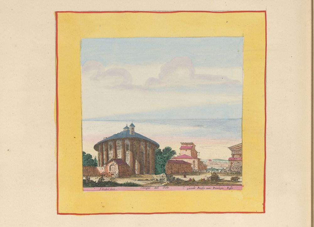 Tempio del Sole te Rome (1693 - 1717) by Israël Silvestre, Anna Beeck and Franse kroon