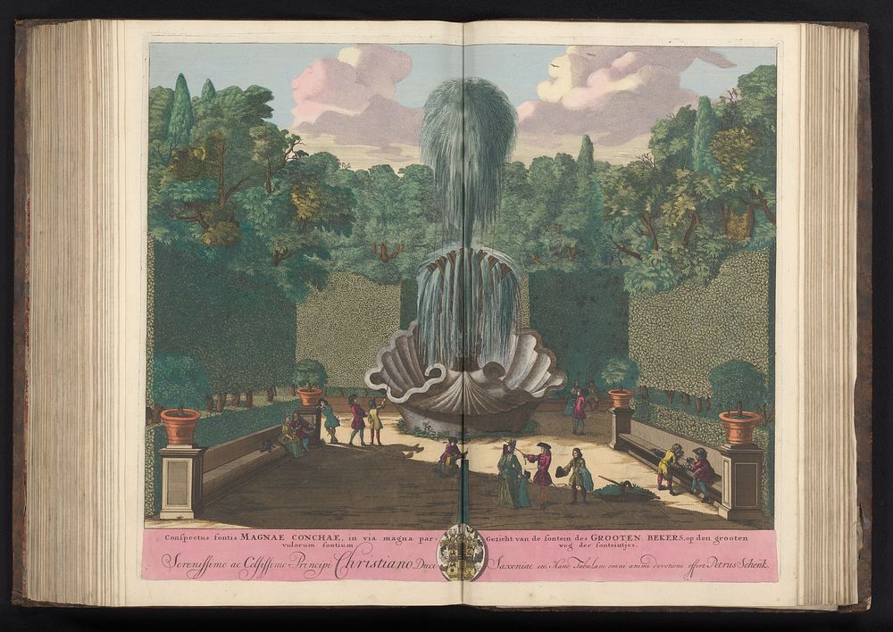 Schelpfontein in de tuin van de Villa d'Este te Tivoli (1693 - 1717) by Pieter Schenk I, Anna Beeck, Pieter Schenk I and…