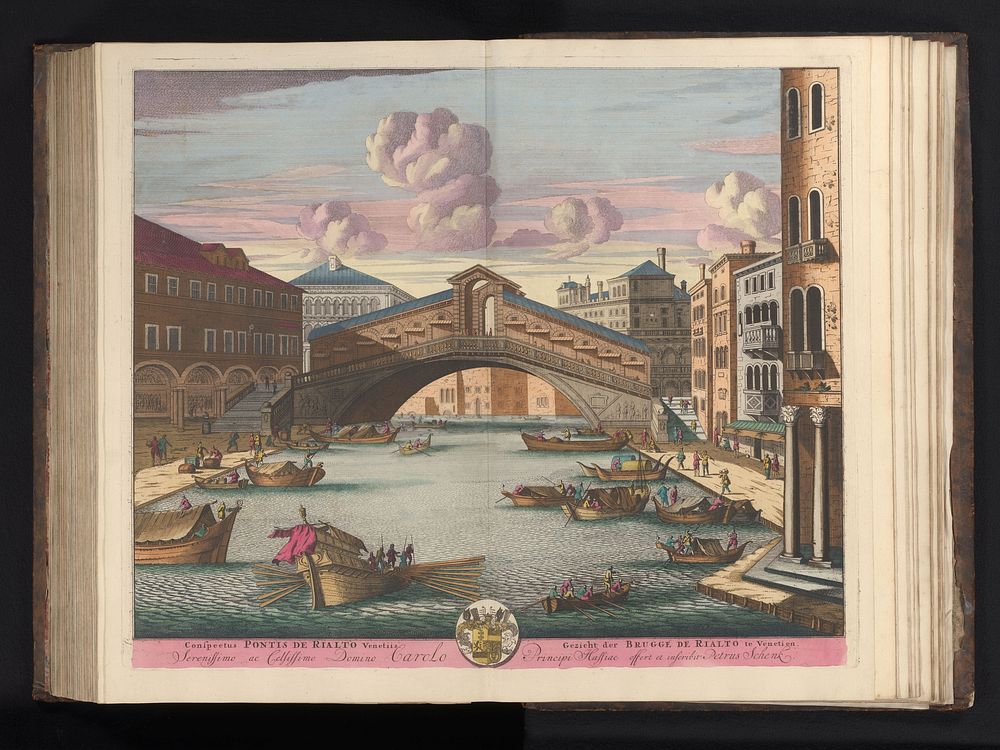 Gezicht op het Canal Grande en de Rialtobrug te Venetië (1693 - 1717) by Pieter Schenk I, Anna Beeck, Pieter Schenk I and…