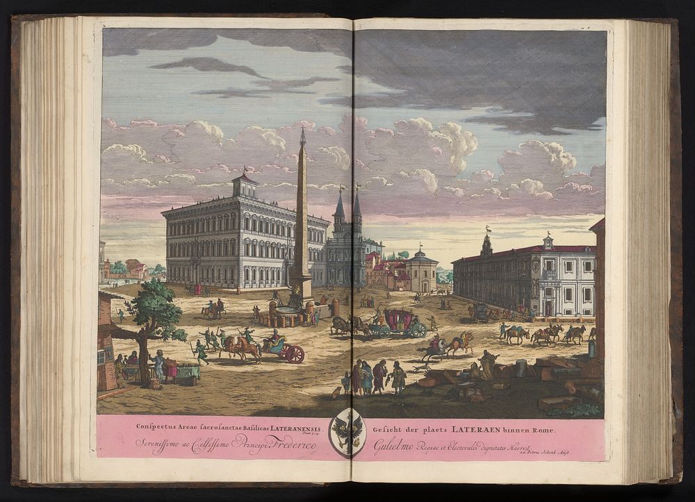 Gezicht op het Lateraan met de Sint-Jan van Lateranen te Rome (1693 - 1717) by Pieter Schenk I, Anna Beeck, Pieter Schenk I…