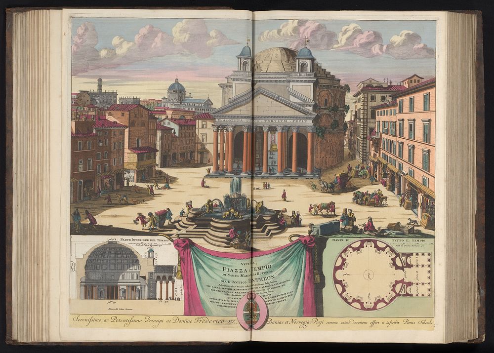 Pantheon te Rome (1693 - 1717) by Pieter Schenk I, Anna Beeck, Pieter Schenk I and Frederik IV koning van Denemarken en…