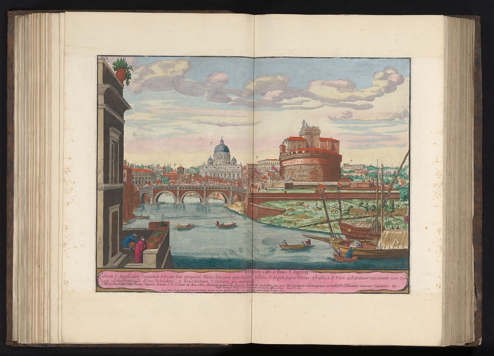 Engelenburcht, Sint-Pietersbasiliek en de rivier de Tiber (1693 - 1717) by Maffeus Urbanus de Rossi, Matteo Gregorio de…