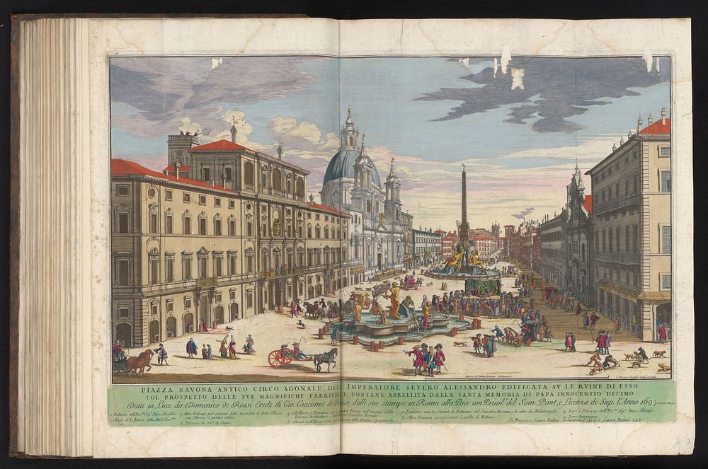 Piazza Navona te Rome (1693 - 1717) by Gommarus Wouters, Gommarus Wouters, Domenico de Rossi, Anna Beeck and Innocentius XII