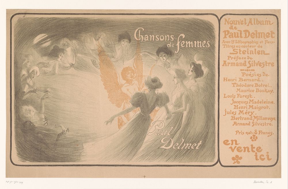 Zingende engel omringd door vrouwen (1897) by Théophile Alexandre Steinlen and Eugène Verneau