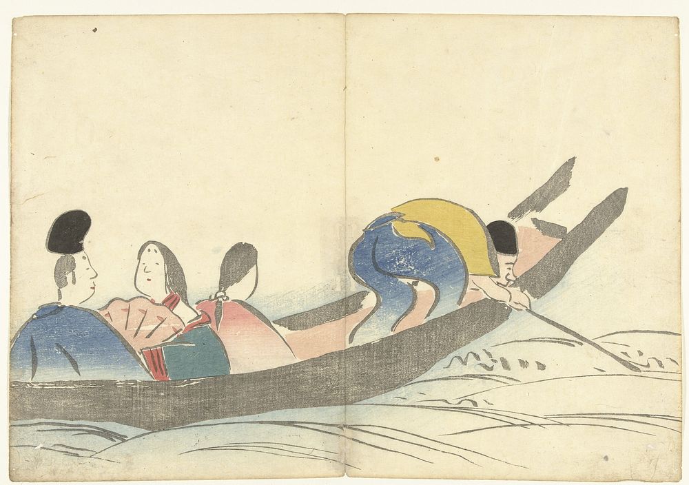 Personen in een boot (1826) by Nakamura Hôchû, Matsuda Shinsuke, Izumiya Shojiro and Ogata Korin