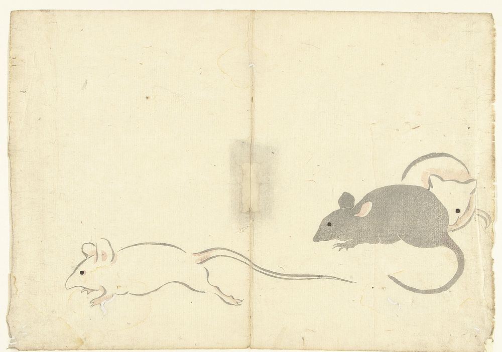 Drie ratten (1826) by Nakamura Hôchû, Matsuda Shinsuke, Izumiya Shojiro and Ogata Korin