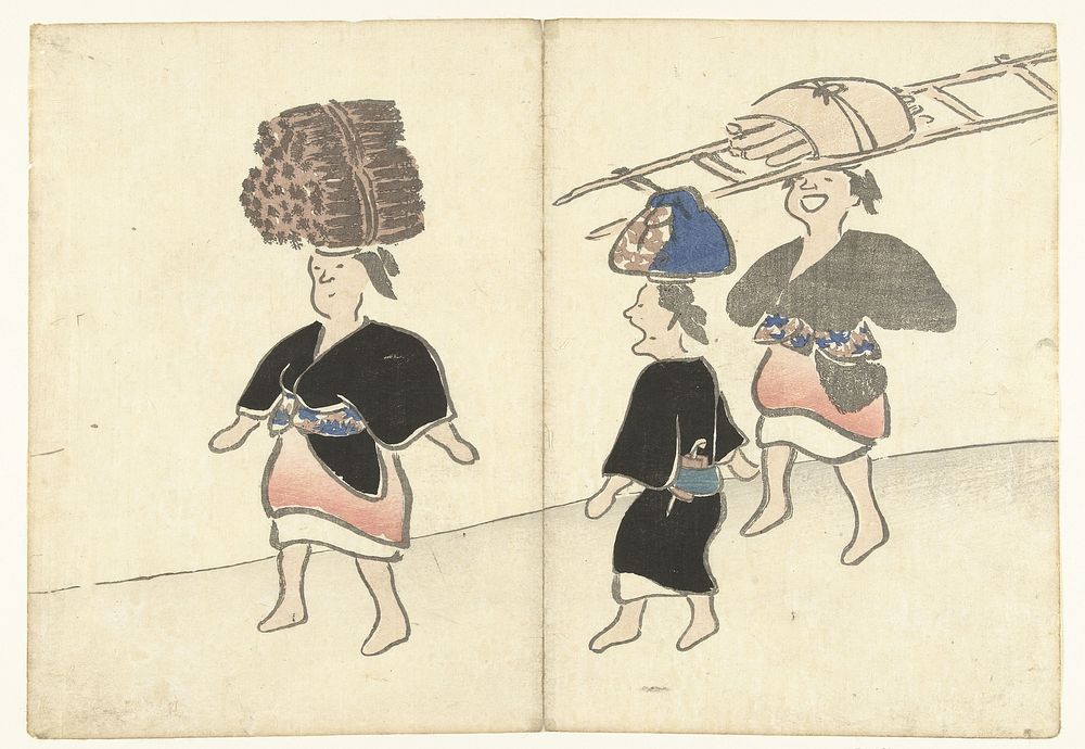 Drie vrouwen uit Ohara (1826) by Nakamura Hôchû, Matsuda Shinsuke, Izumiya Shojiro and Ogata Korin