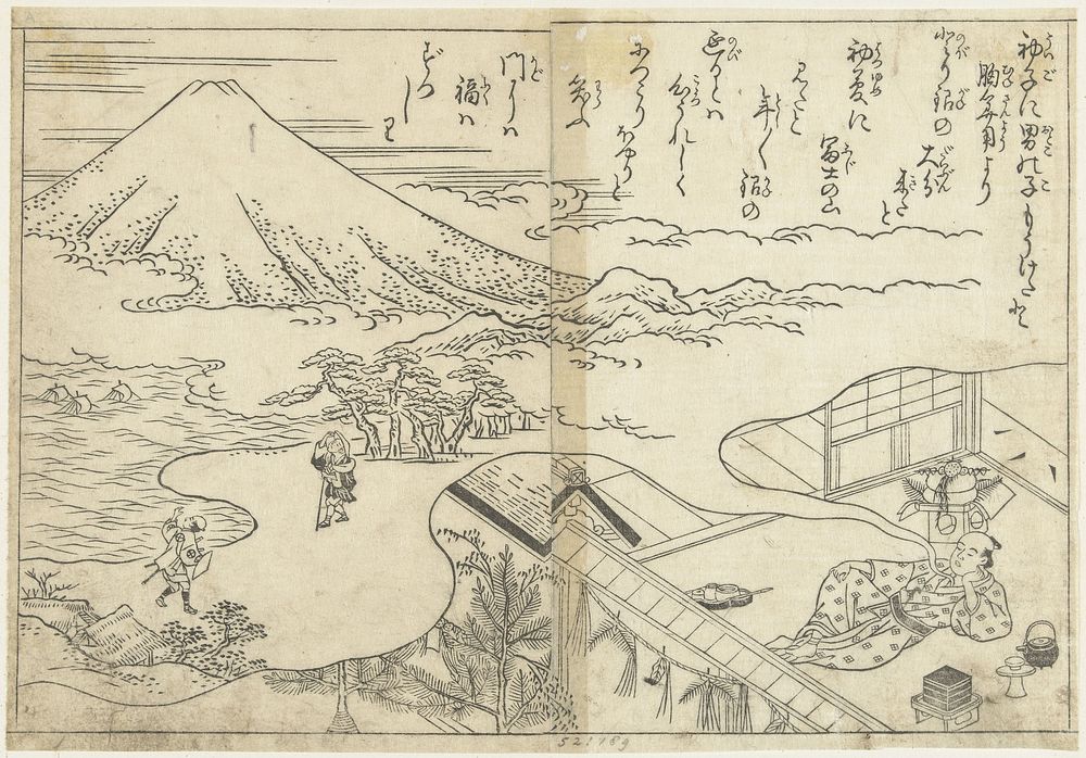 Dromend over de Fuji (1700 - 1750) by Nishikawa Sukenobu