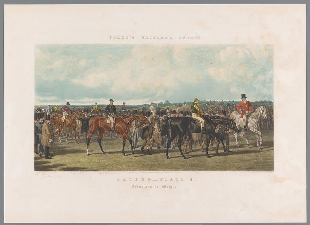 Terugkeer na afloop van de paardenrace (1866) by John Harris, William Summers, John Frederick Herring I and George Thomas…