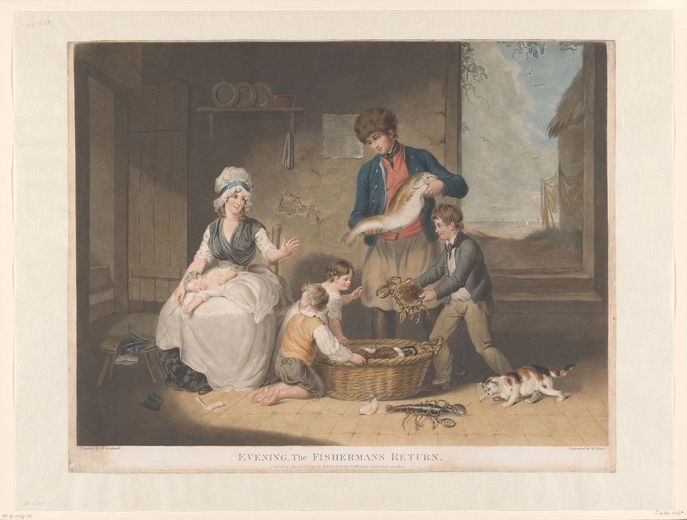 Visser komt thuis met zijn vangst (1799) by William Ward, Richard Corbould and B F Scott