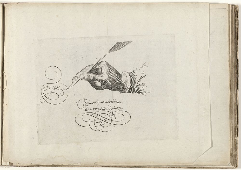 Rechterhand met ganzenpen (1608) by Simon Frisius, Jan van de Velde I and Cornelis Claesz