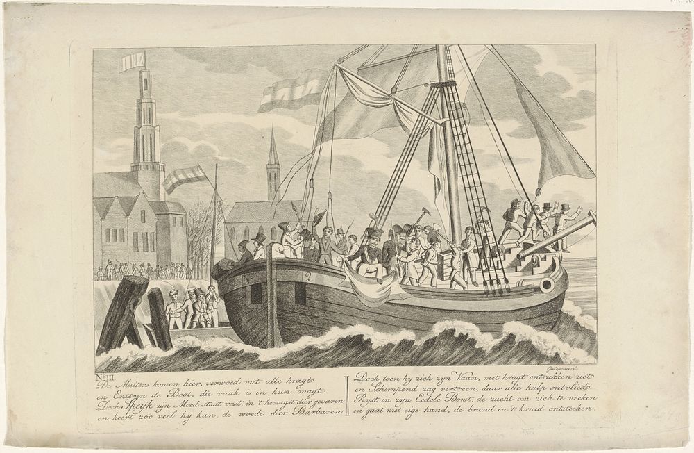 Vertrappen van de Nederlandse vlag, 1831 (1831) by anonymous