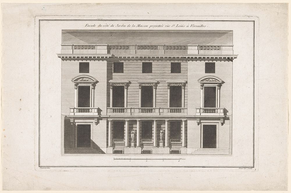 Façade van een huis (1730 - 1790) by Charles Beurlier, Gabriel Pierre Martin Dumont and Chéreau