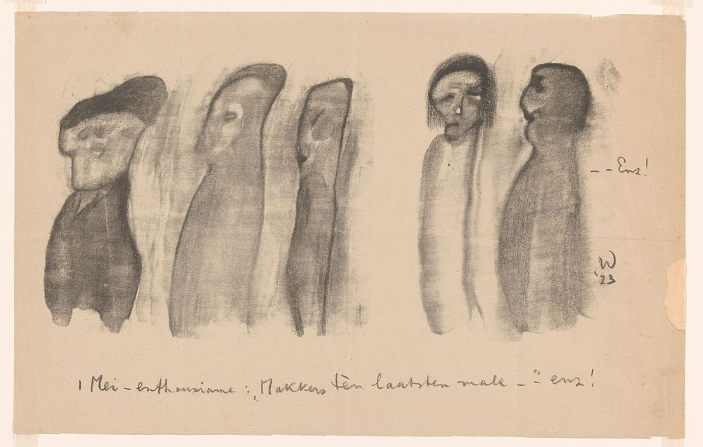 Vijf figuren op de Dag van de Arbeid (1923) by Erich Wichmann