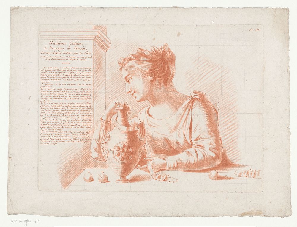 Titelprent met vrouw en kruik (1762 - 1793) by Jean François Janinet, Pierre Thomas Le Clerc and Louis Marin Bonnet