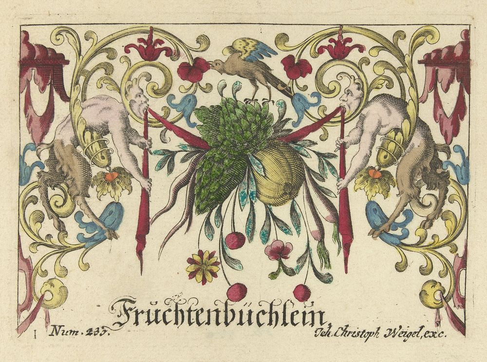 Guirlande met ondermeer artisjokken (1596 - 1633) by anonymous, Hieronymus Bang and Johann Christoph Weigel