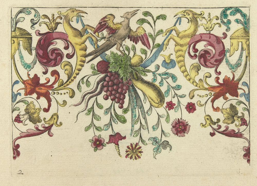 Guirlande met ondermeer anjers (1596 - 1633) by anonymous, Hieronymus Bang and Johann Christoph Weigel