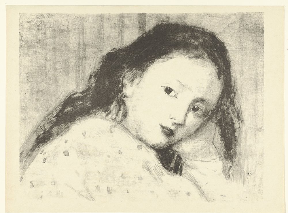 Hoofd van een meisje (1895) by Camille Bourget, L Epreuve and P Lemaire