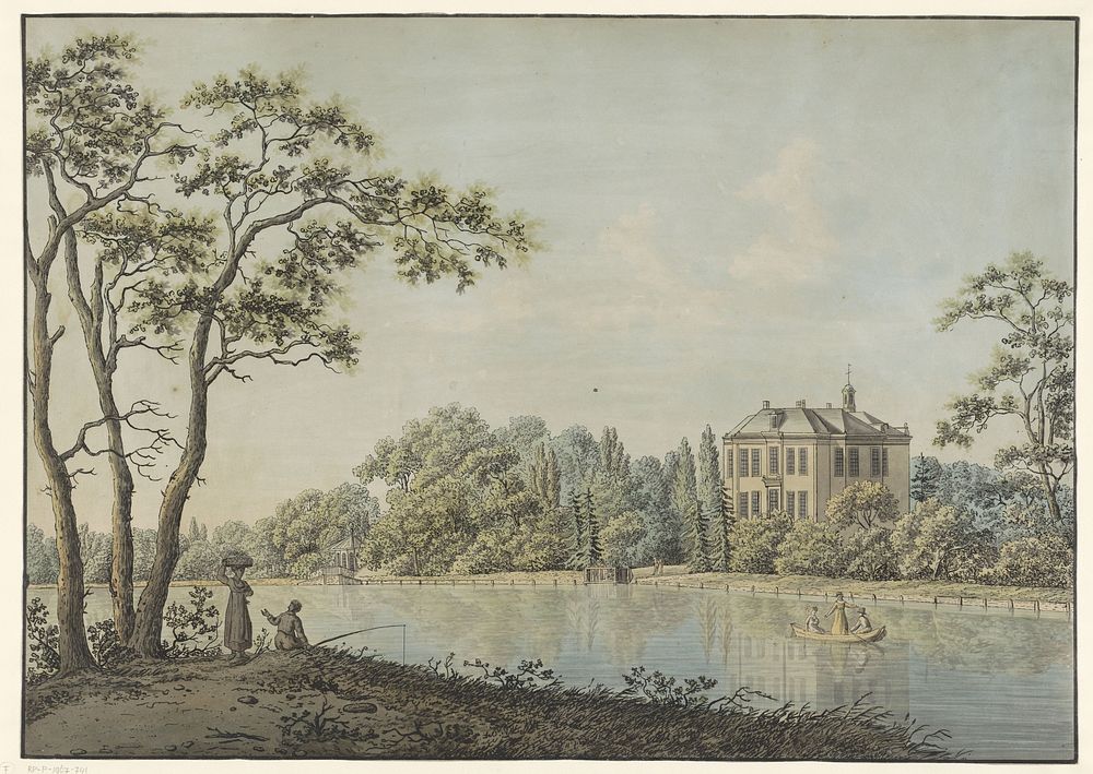 Gezicht op huis Over Holland met theekoepel aan de Vecht te Nieuwersluis (1782 - 1837) by Pieter Bartholomeusz Barbiers and…